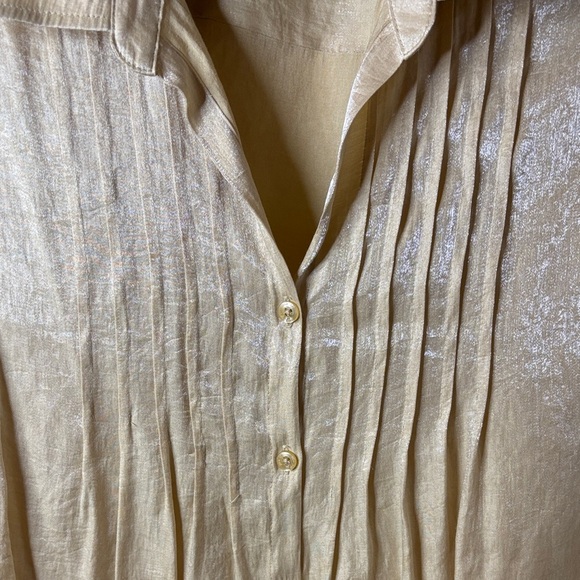 White Stag Shimmering Gold Blouse LS Tucked Bodice EUC Sz XL - Picture 3 of 8